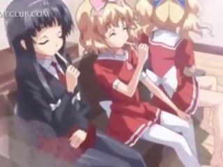 Kecil molek anime gadis sekolah meniup besar zakar/batang dalam dekat