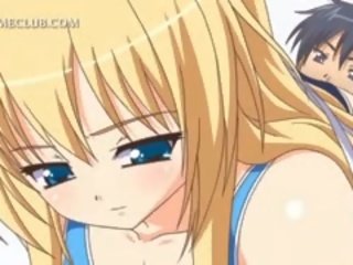 Manis anime si rambut perang gadis makan cotok dalam panas enam puluh sembilan