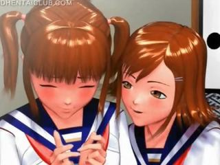 愛らしい エロアニメ 女の子 摩擦 彼女の 女子学生 元気な プッシー