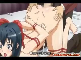 Roped hentai coed ar pinched viņai bigtits assfucking un