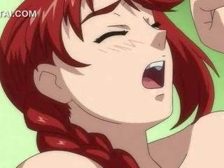 Nahý ryšavý anime dívka foukání čurák v sixtynine
