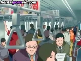 Rondborstig hentai kuiken krijgt geneukt in metro part5