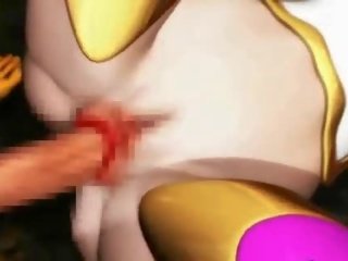 Animated princess in latex gets cum