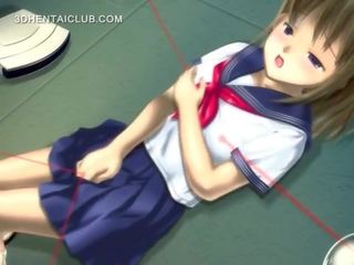 Anime cutie in school uniform masturbating pussy