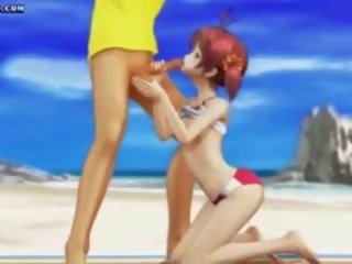 Cute hentai teenie playing with jago on pantai