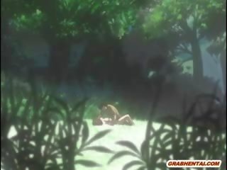 Szűz- hentai szivi brutálisan poked által idegen -ban a erdő