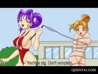 Hentai elskerinne ropes og slit øvelser henne slave