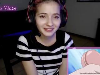 18yo youtuber gets desiring watching hentai during the stream and masturbates - Emma Fiore