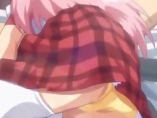 Tenger anime schoolmeisje blazen groot lul in voorgrond