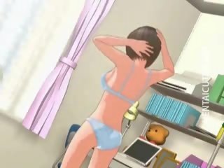 Dễ thương 3d hentai cutie có một mưa mơ